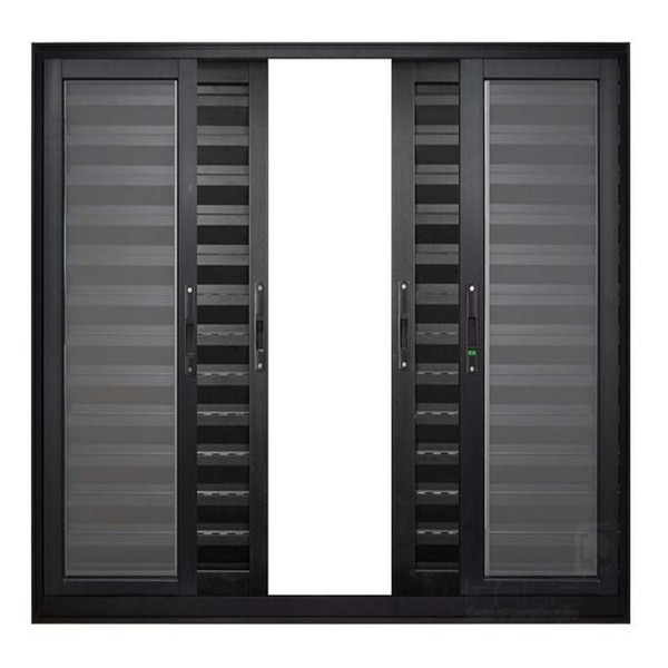 Janela De Alumínio Preto Veneziana De Correr 6 Folhas Suprema