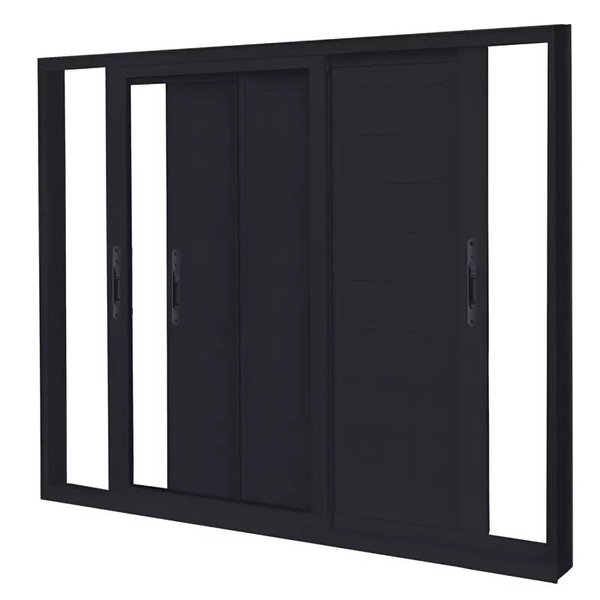 Janela De Alumínio Preto Veneziana Lambril De Correr 6 Folhas