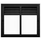 Janela De Alumínio Preto Vitro De Correr 2 Folhas Móveis Com