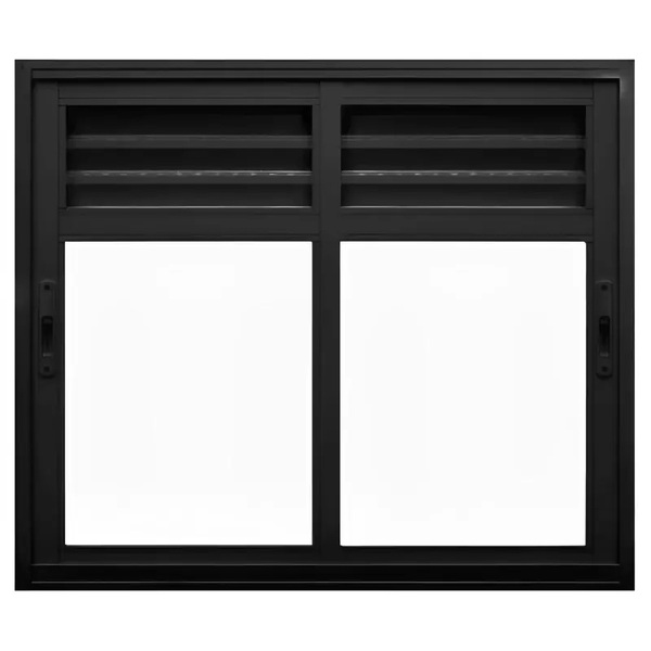 Janela De Alumínio Preto Vitro De Correr 2 Folhas Móveis Com