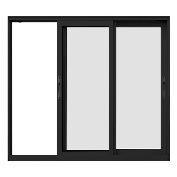 Janela De Alumínio Preto Vitro De Correr 3 Folhas Móveis Sem