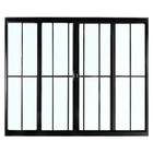 Janela De Alumínio Preto Vitro De Correr 4 Folhas Com Grade C