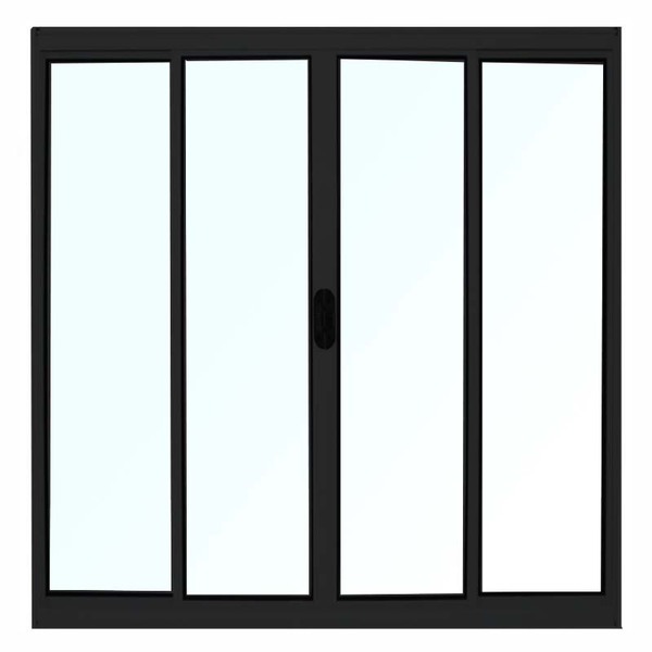 Janela De Alumínio Preto Vitro De Correr 4 Folhas Sem Grade C