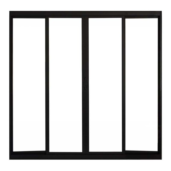 Janela De Alumínio Preto Vitro De Correr 4 Folhas Sem Grade H