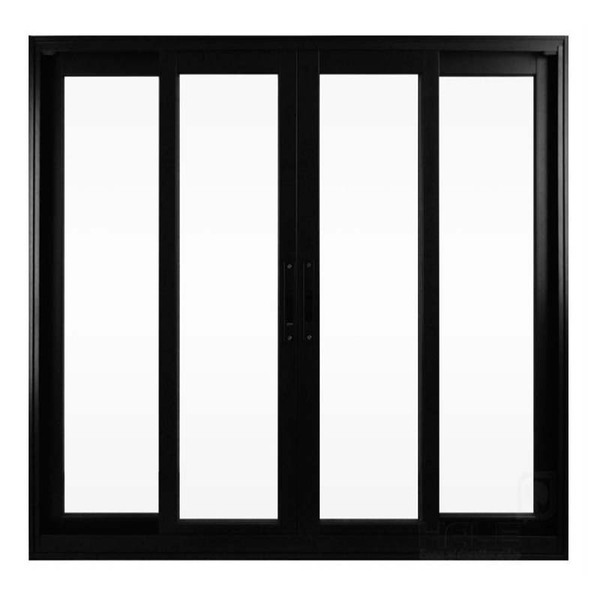 Janela De Alumínio Preto Vitro De Correr 4 Folhas Suprema Sem