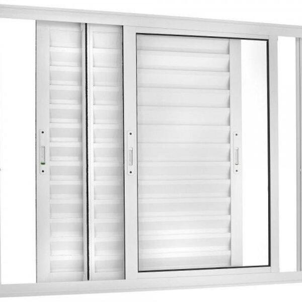 Janela De Alumínio Veneziana 03 Folhas Branca Maxx - 100x100