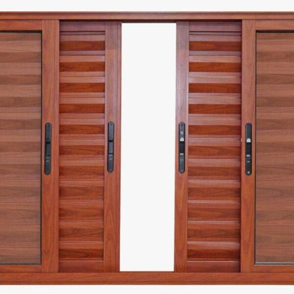 Janela De Alumínio Veneziana 06 Folhas Madeira Max - 120x120