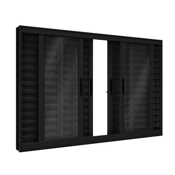 Janela De Alumínio Veneziana 100 X 150 X 11 Cm Preto 6 Folhas