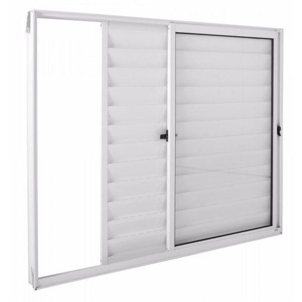 Janela De Alumínio Veneziana 100x100cm 3 Folhas Com Vidro Lis