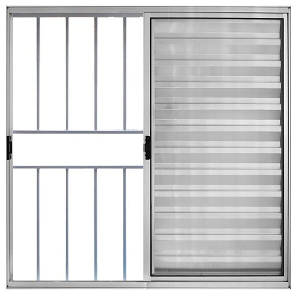 Janela De Alumínio Veneziana 100x100cm 3 Folhas Grade Hale Es