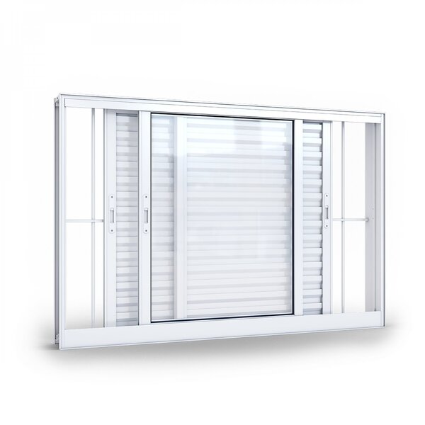 Janela De Alumínio Veneziana 100x120cm 3 Folhas Com Grade Luc