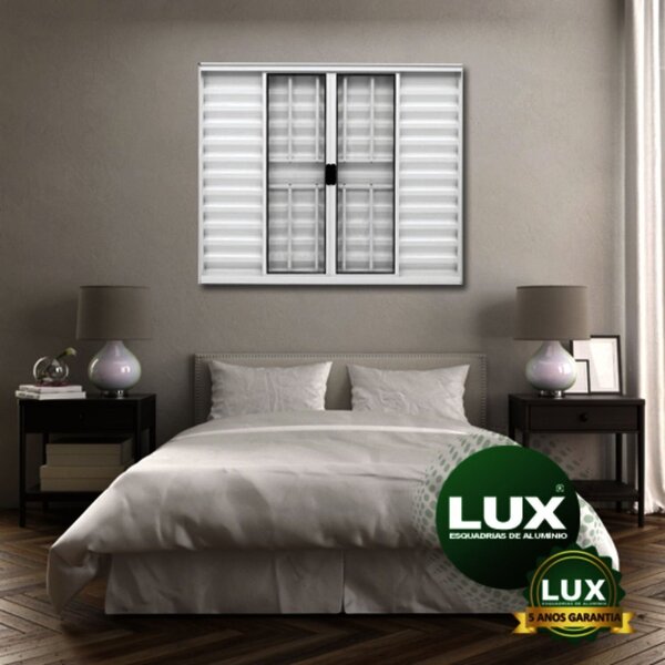 Janela De Alumínio Veneziana 6 Folhas 100x100cm Com Grade Plu