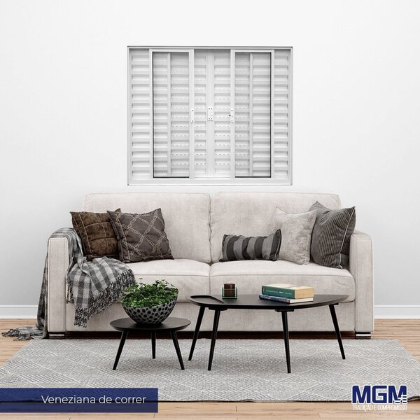 Janela De Alumínio Veneziana De Correr 120x120cm 6 Folhas 2 F