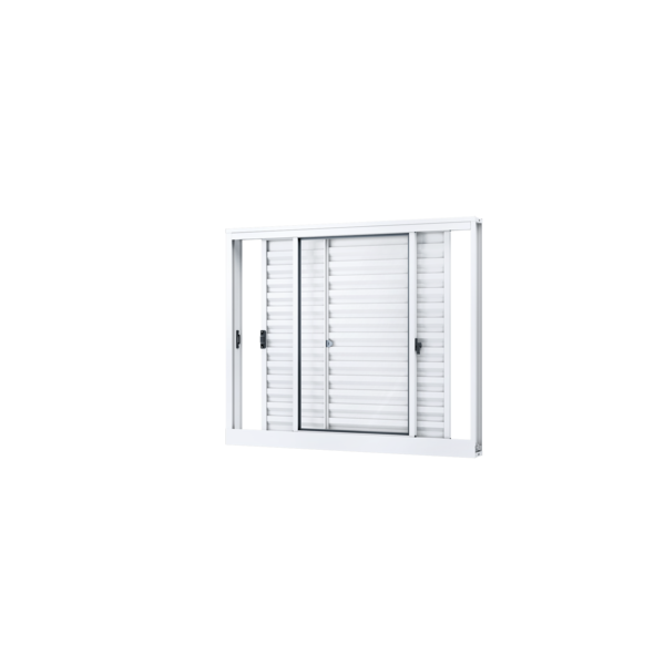 Janela De Alumínio Veneziana De Correr Lateral 3 Folhas Móveis - 100X100X10 Riobras Aluminio