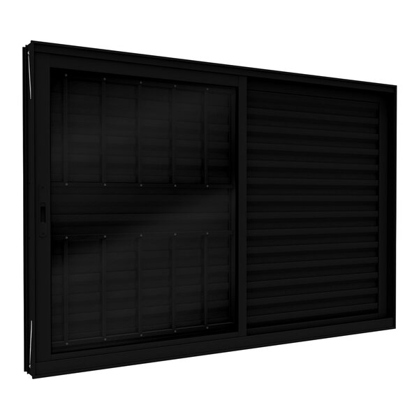 Janela De Alumínio Veneziana Lateral Com Grade 2 Folhas Móvei