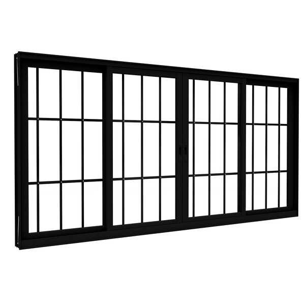 Janela De Alumino De Correr Central 4 Folhas Com Grade 100x20