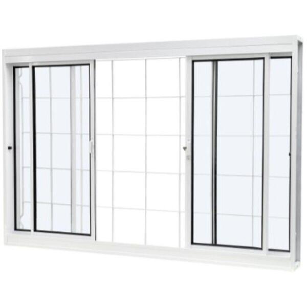 Janela De Correr 04 Folhas Aço C/grade Quadriculada- 100x200