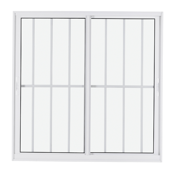 Janela de Correr 2 Folhas 1,00x1,00m Alumínio Pintado Branco Grade Quadrada Linha Vivace Artens