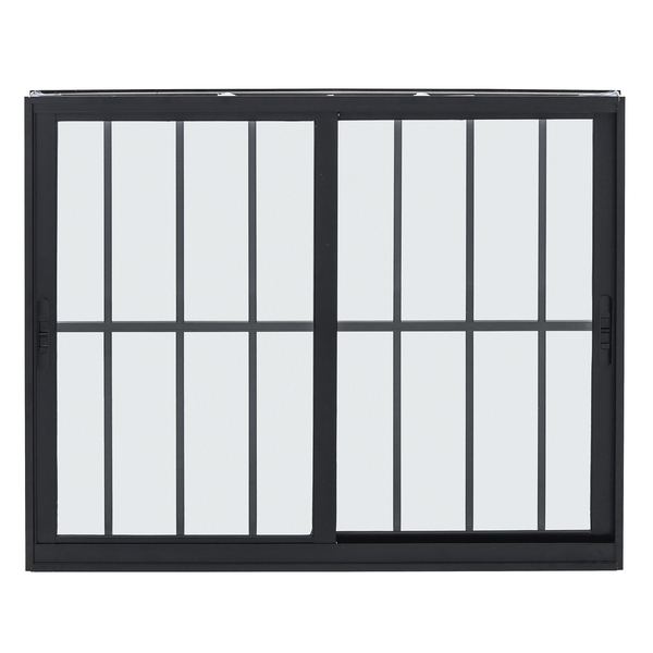Janela de Correr 2 Folhas 1,00x1,20m Alumínio Pintado Preto Grade Quadrada Linha Vivace Artens