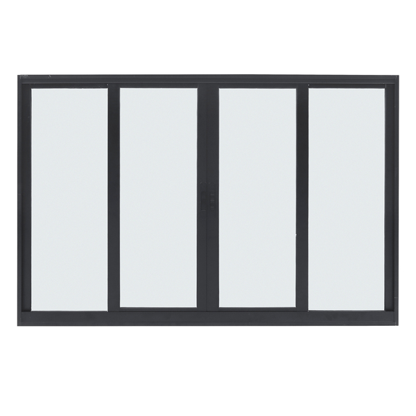 Janela de Correr 4 Folhas 1,00x2,00m Alumínio Pintado Preto Linha Vivace Artens
