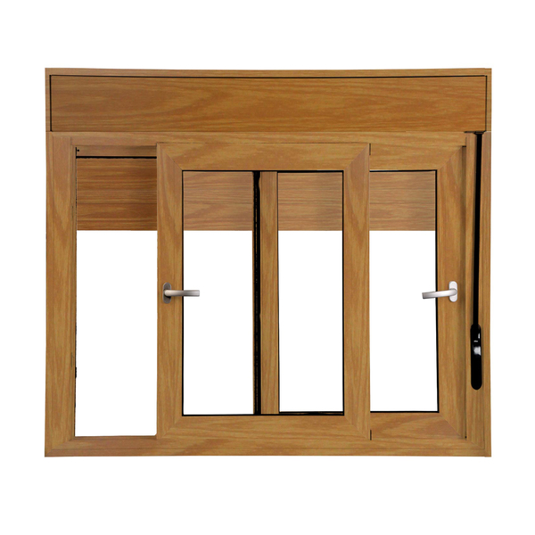 Janela de Correr 2 Folhas Alumínio Pintado Madeirado com Persiana Blackout 1,20x1,50m Linha Veneza 3A Alumínio