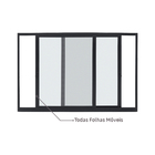 Janela de Correr 2 Folhas 1,20x2,00m Alumínio Pintado Preto Linha Vivace Artens