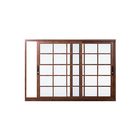 Janela de Correr 2 Folhas Quadriculado Alumínio Pintado Amadeirado 1,00x1,50m Linha Palace Líder