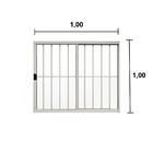 Janela De Correr 2 Folhas C/grade Alumínio Branco 1.00 X 1.00