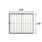 Janela De Correr 2 Folhas C/grade Aluminio Brilhante 1.00 X 1