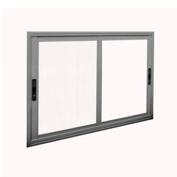 Janela de Correr 2 Folhas Alumínio Pintado Cinza com Tela Mosquiteira Sob Medida Linha 25 OGB Esquadrias