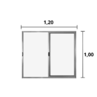 Janela De Correr 2 Folhas S/ Grade Aluminio Brilhante 1.00 X