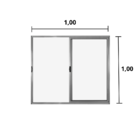 Janela De Correr 2 Folhas S/ Grade Aluminio Brilhante 1.00 X