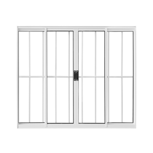 Janela de Correr 4 Folhas Alumínio Pintado Branco Classic Grade Vertical com Vidro Transparente 100x120cm CRV