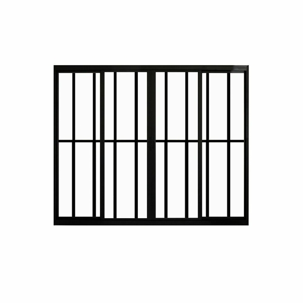 Janela de Correr 4 Folhas  C/ Grade 1.00 X 2.00 Aluminio Pret