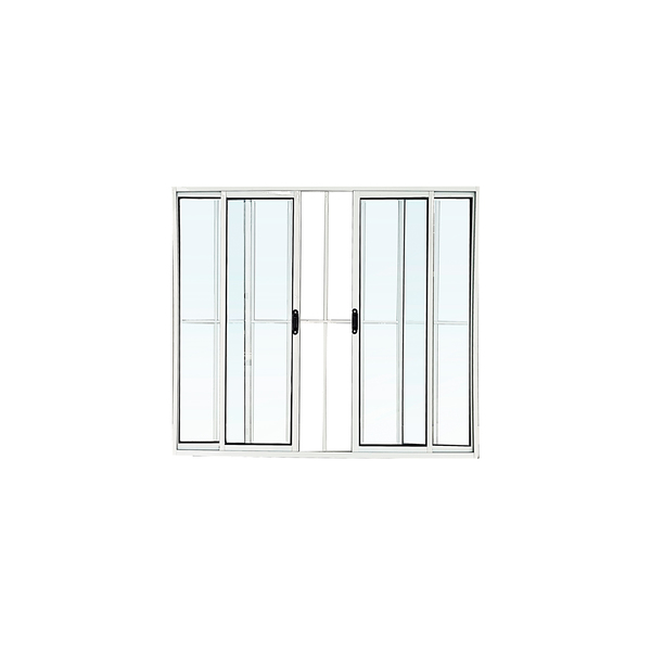 Janela de Correr 4 Folhas Alumínio Pintado Branco com Grade Vertical 1,00x1,00m Linha Slim Líder