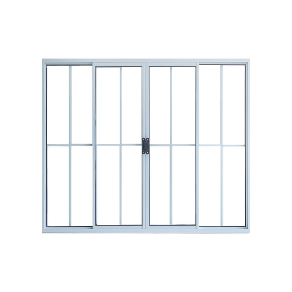 Janela de Correr 4 Folhas Alumínio Pintado Branco com Grade Vertical 1,00x1,50m Linha Slim Líder