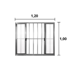 Janela De Correr 4 Folhas C/ Grade Aluminio Brilhante  1.00 X