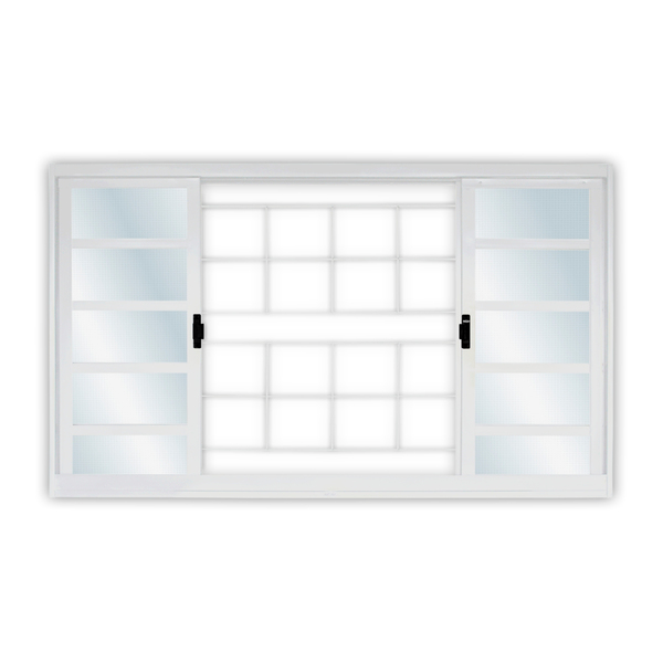 Janela de Correr 4 Folhas com Grade Quadriculada 100x120cm Branco MGM