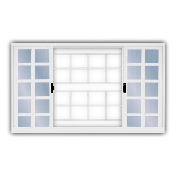 Janela de Correr 4 Folhas com Grade Quadriculada 120x150cm Branco MGM