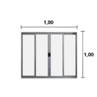 Janela De Correr 4 Folhas S/ Grade Aluminio Brilhante 1.00 X