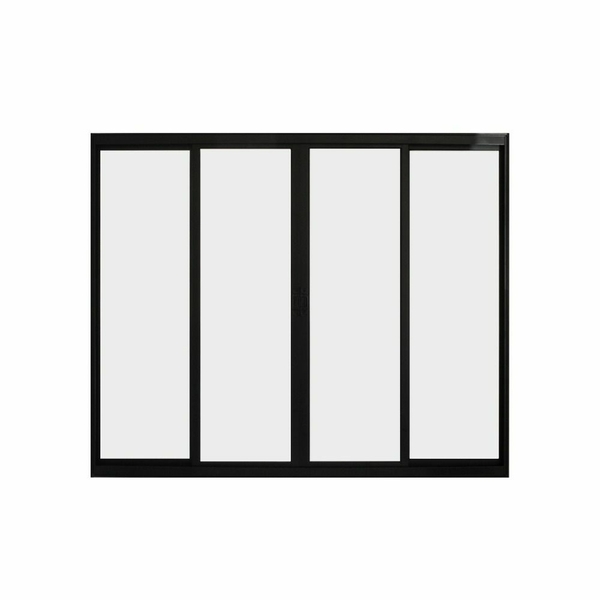 Janela De Correr 4 Folhas S/ Grade Aluminio Preto 1.00 X 1.50