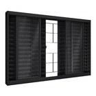 Janela de Correr 6 Folhas Aço Pintado Preto Aço Pronto Grade Quadrada com Vidro 100x120cm Riobras