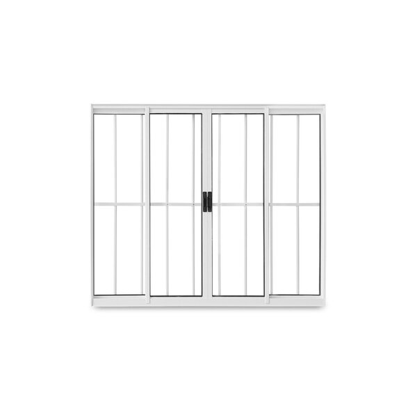 Janela De Correr Abertura Central 4 Folhas Grade Vidro Liso 1