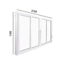 Janela De Correr Abertura Central 4 Folhas Vidro Liso 100x200