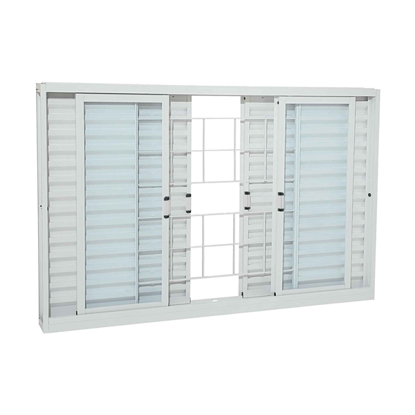 Janela Veneziana de Correr Aço Pintado Branco com Grade Metal 1,00x2,00m Linha Pratika Sasazaki