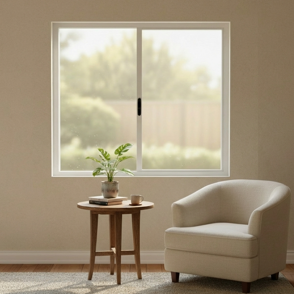 Janela de Alumínio de Correr 2 Folhas 100x100cm com Vidro 3mm Classic CRV Branca