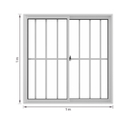 Janela de Alumínio de Correr 2 Folhas 100x100cm com Grade e Vidro 3mm Slim Líder Branca