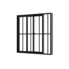 Janela de Alumínio de Correr 2 Folhas 100x100cm com Grade e Vidro 3mm Slim Líder Preta