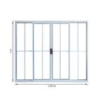 Janela de Correr 4 Folhas Alumínio Pintado Branco Linha Slim com Grade Vertical e Vidro Liso Incolor 1,00x1,20m Líder