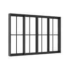 Janela de Correr 4 Folhas Alumínio Pintado Preto Linha Slim com Grade Vertical e Vidro Liso Incolor 1,00x1,20m Líder